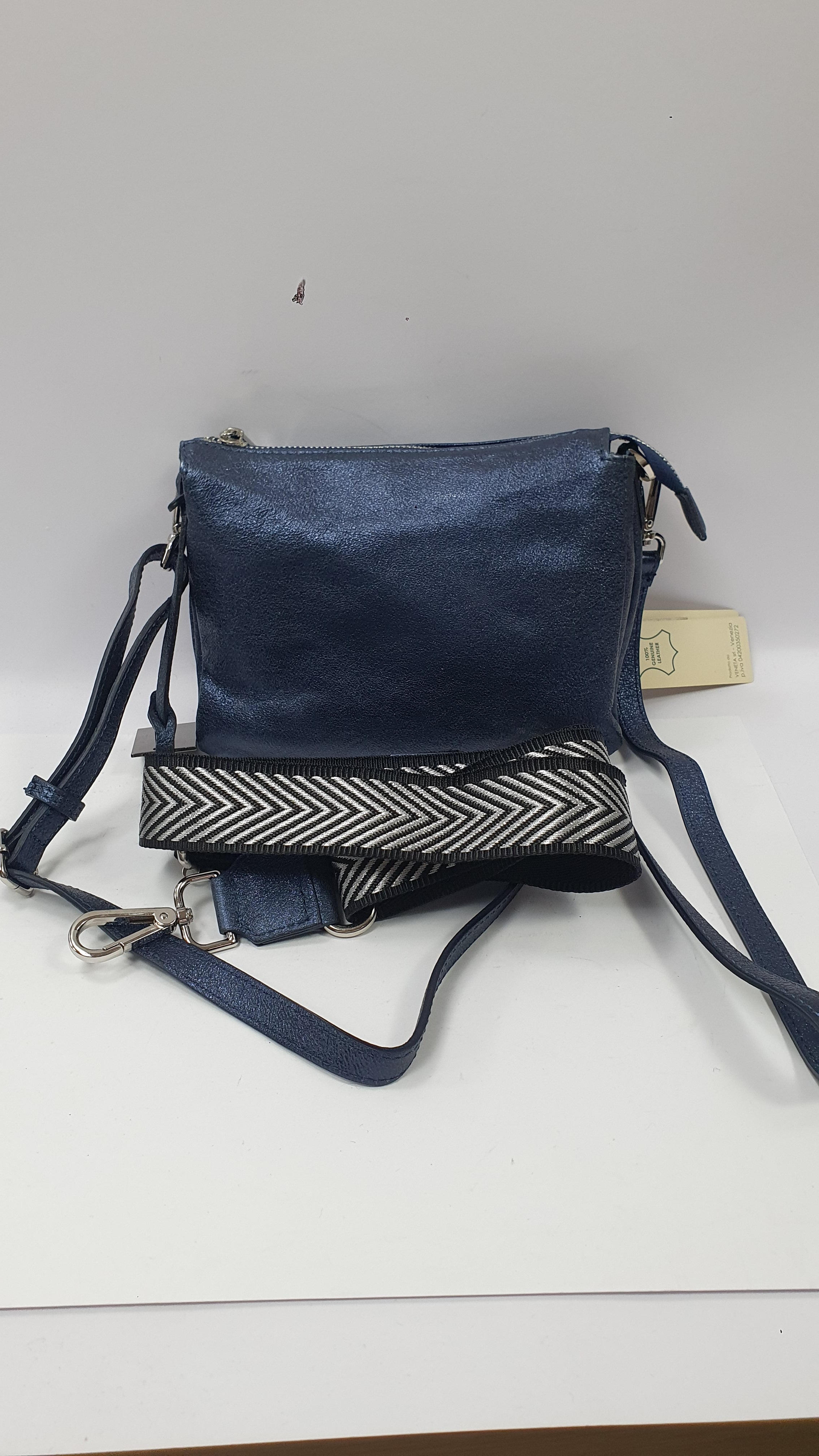 Pochette tracolla pelletteria veneta F813 blu/ Tortora