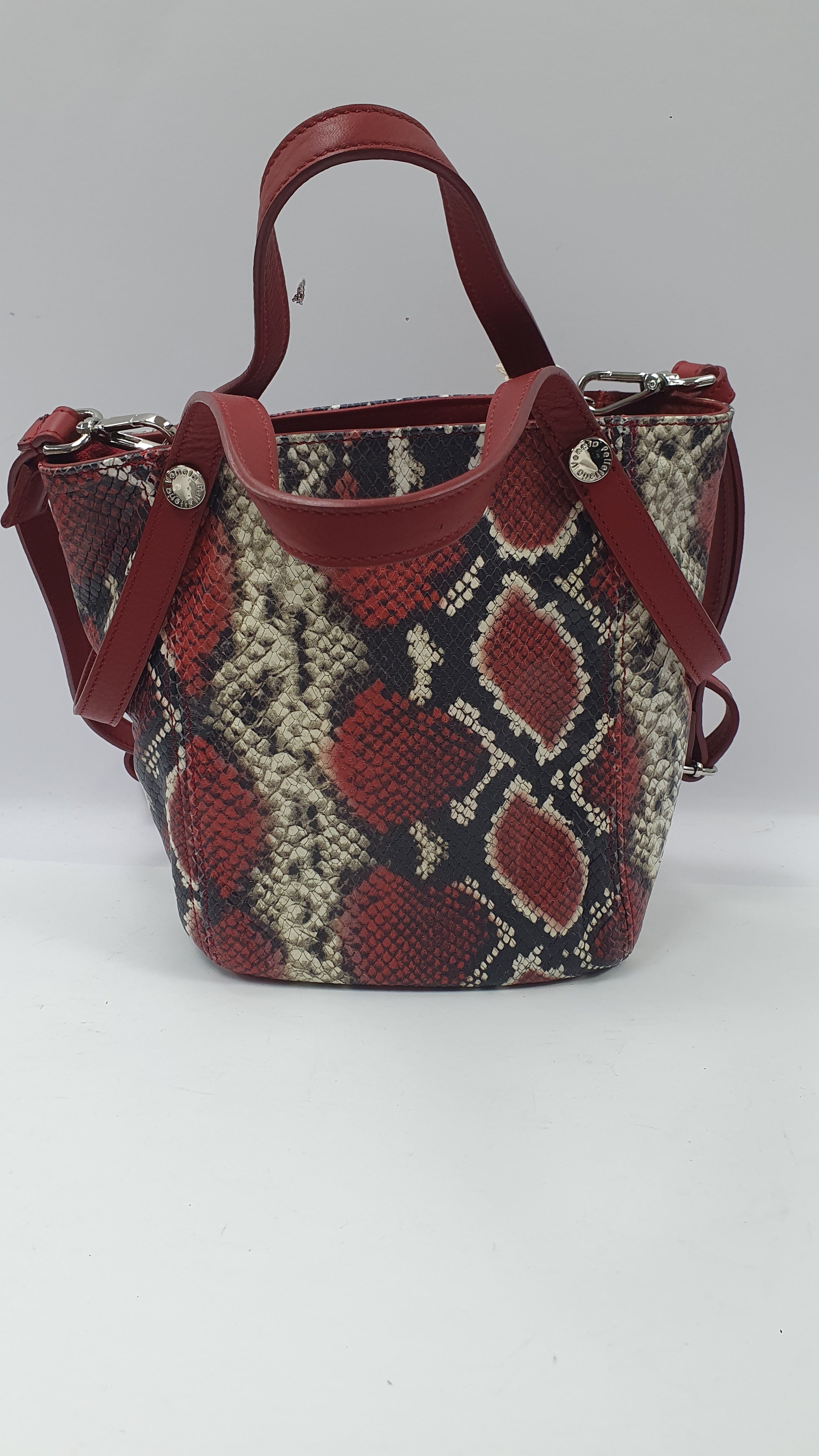 Borsa a tracolla pelletteria veneta verde/ ocra/ rossa fantasia