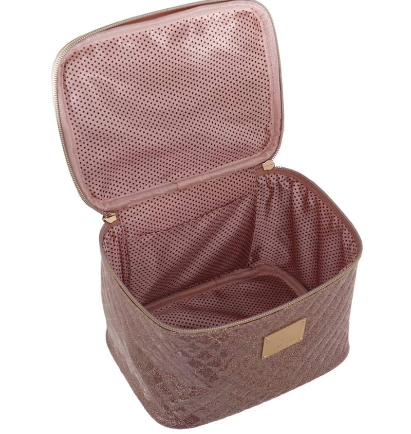 Beauty case donna di camomila milano Matelasse M rosa/grigio cod. 61034