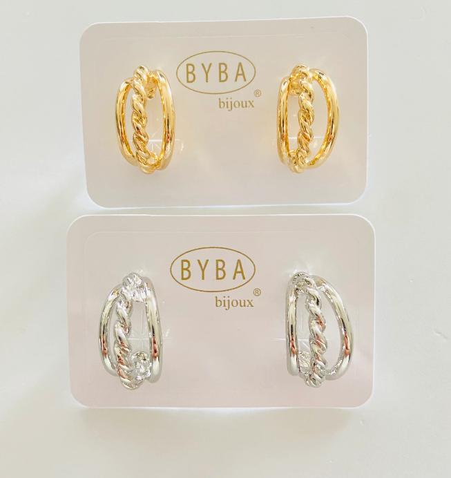 Orecchini donna Cerchi tris di byba bijoux oro/ argento