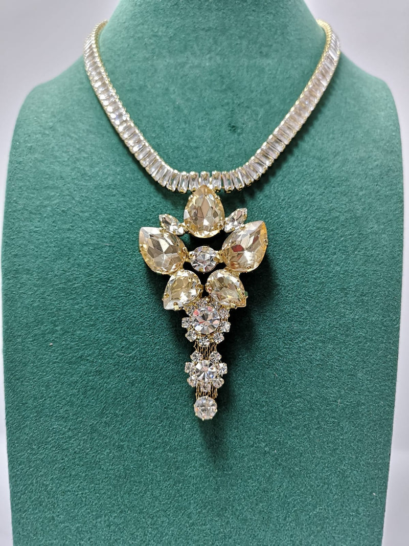 Set da donna di  collana e orecchini di trik bijoux fiore pendente oro
