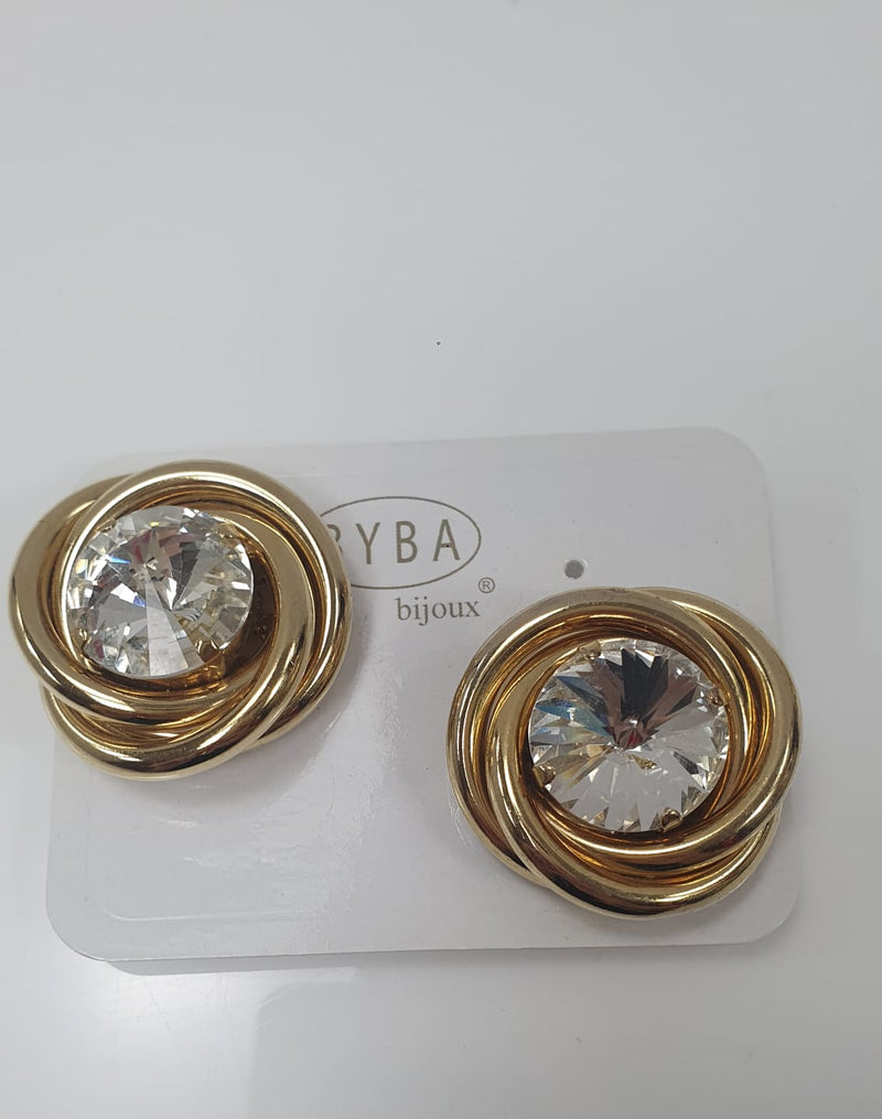 Orecchini donna di byba bijoux clips con cristallo / clips con resina rosata