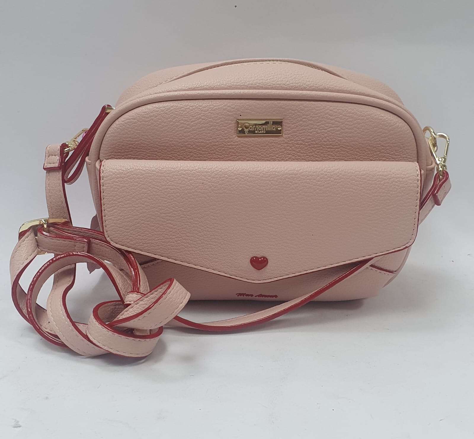 Tracolla donna camera bag mon amour di camomilla Milano nero/ rosa