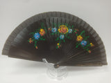 ventaglio made in italy con fiori rosa, nero, fucsia,rosso, bianco, blu