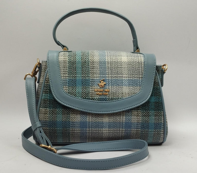 beverly hills polo club borsa donna bh-4251 azzurro/cuoio