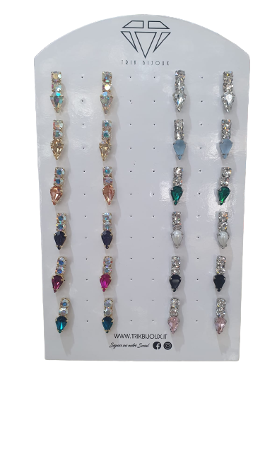 Orecchini donna di trik bijoux pendente con goccia colorata boreale/ cristallo/ azzurro opaco/ oro/ verde/ oro rosa/nero/ fucsia/ rosa/ perla
