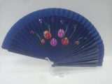 ventaglio made in italy con fiori rosa, nero, fucsia,rosso, bianco, blu