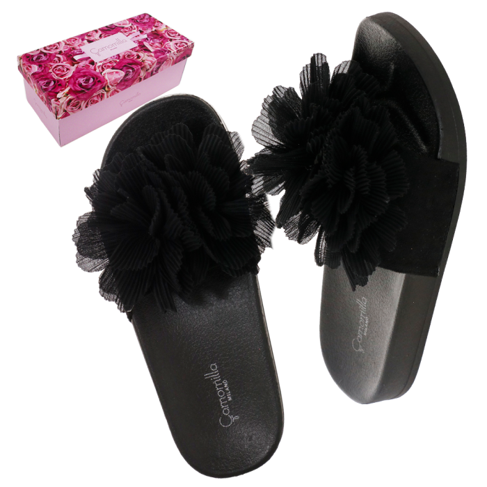 sliders donna peonia di camomilla milano nero 36/37/38/39/40/41