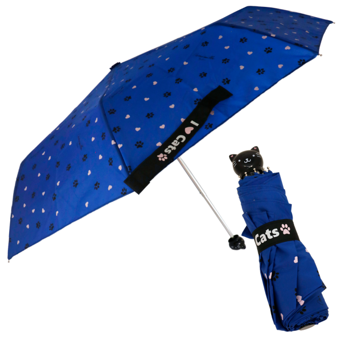 Ombrello mini cat di camomilla milano fucsia,  blu, lilla, azzurro, nero, rosa