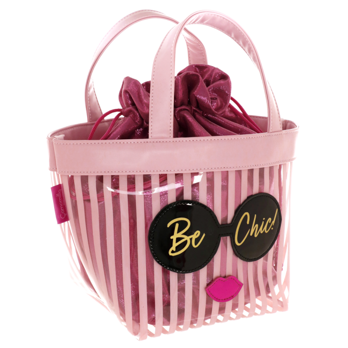 Busta XL con manici rosa be chic cod. 64766 rosa/ bianco