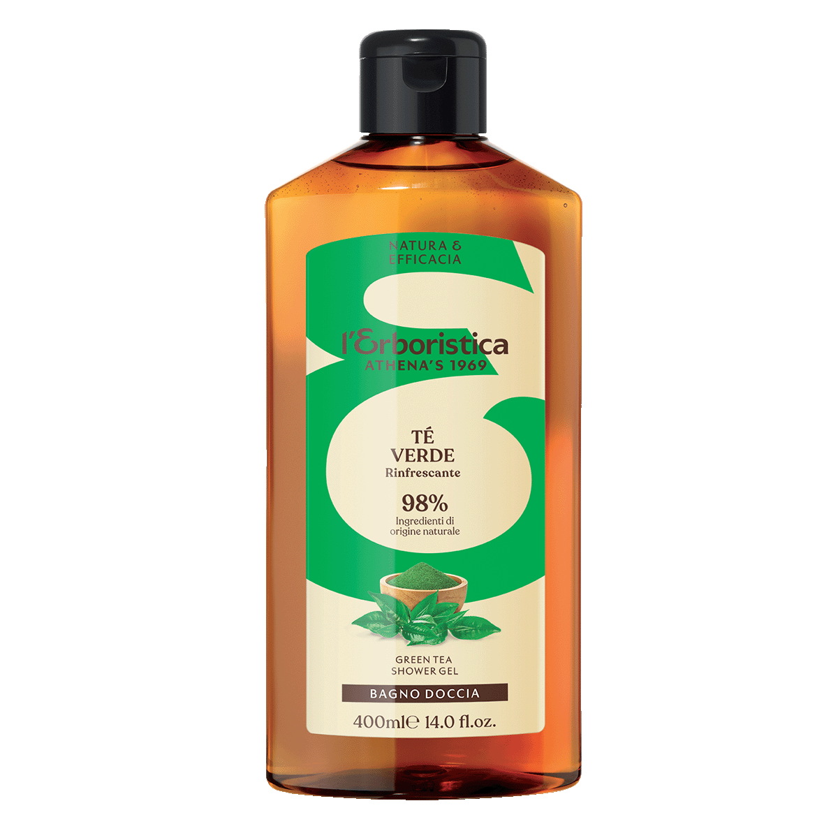 bagno doccia di L'erboristica 400ml tè verde/ olio di mandorle dolci/ bergamotto e abete bianco/patchouly e neroli