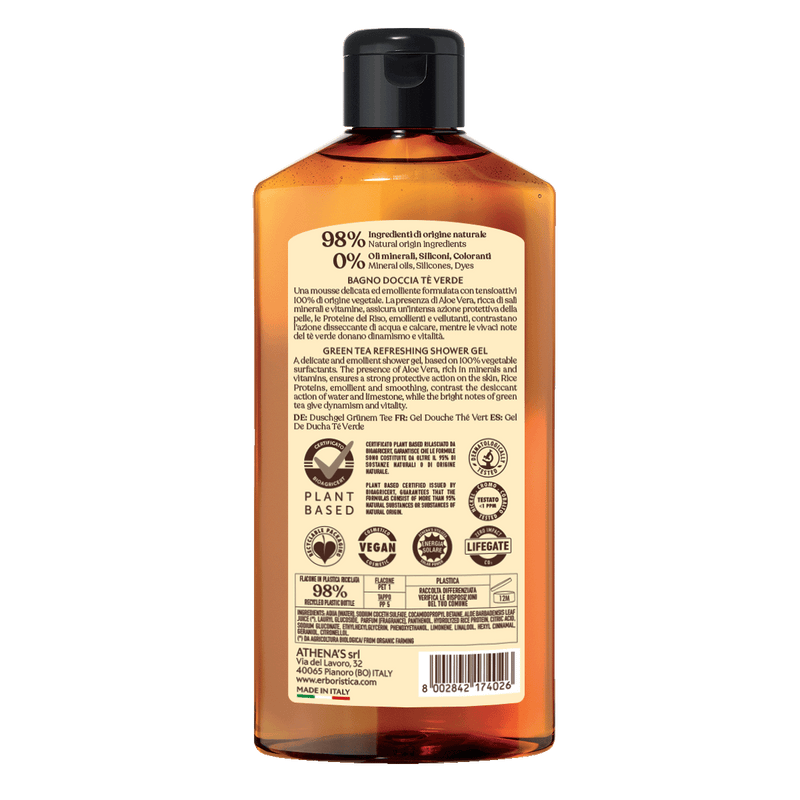 bagno doccia di L'erboristica 400ml tè verde/ olio di mandorle dolci/ bergamotto e abete bianco/patchouly e neroli