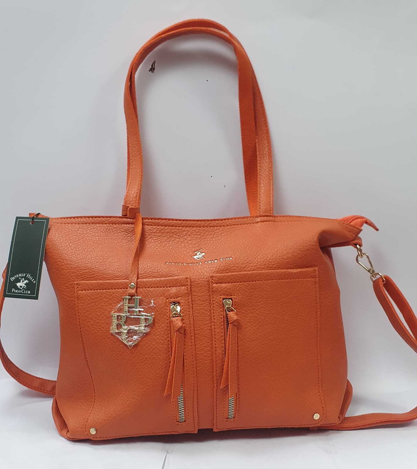 borsa donna di beverly hills polo club bh-3940 nero/ cuoio/ arancio