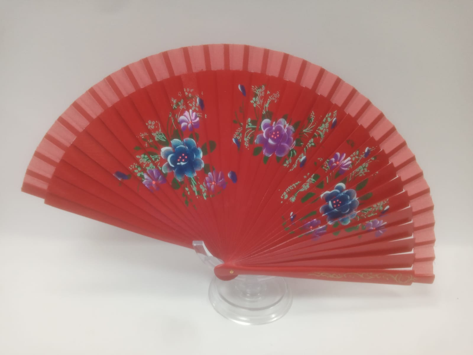 ventaglio made in italy con fiori rosa, nero, fucsia,rosso, bianco, blu
