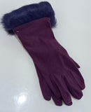 Guanti donna di gemir viola con pelliccia TG unica