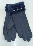 Guanti donna di gemir con pelliccia e perle TG unica rosso/blu