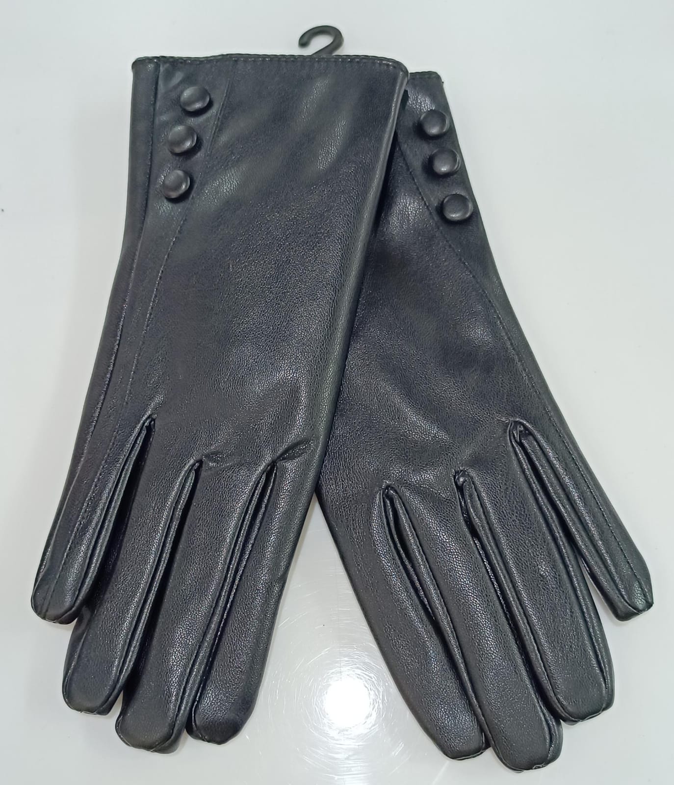 Guanti donna di gemir in pelle nero con bottoni