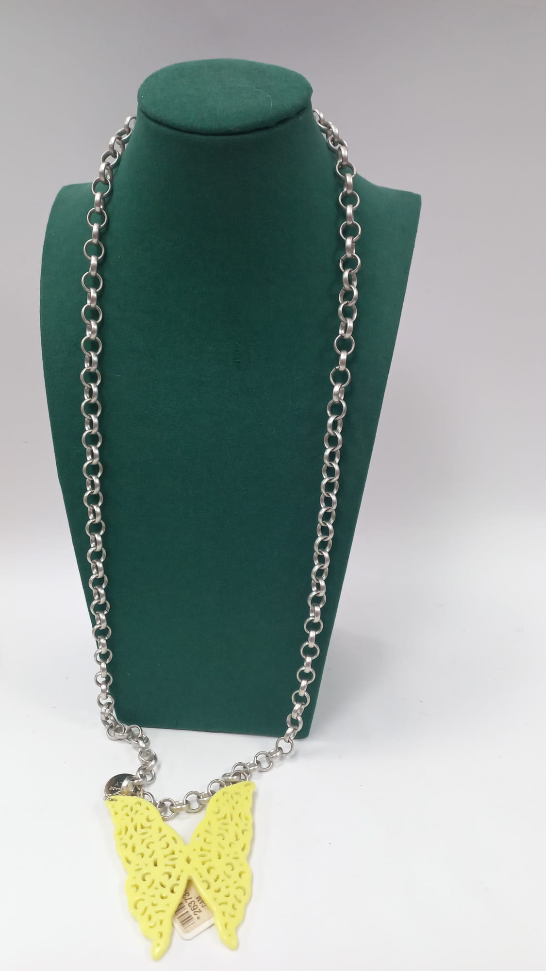 Collana donna di primadonna pendente farfalla azzurra/ giallo