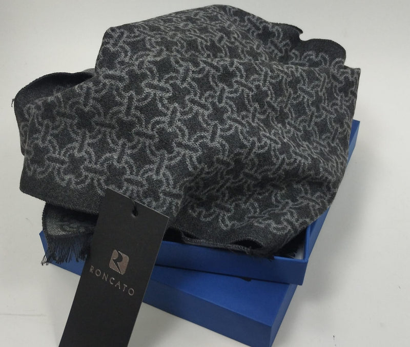 Sciarpa uomo di roncato a fantasia 46.002.12 nero/ grigio/ marrone