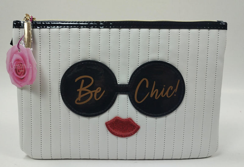 Busta piatta L be chic di camomilla Milano cod. 02130  bianco/ rosa