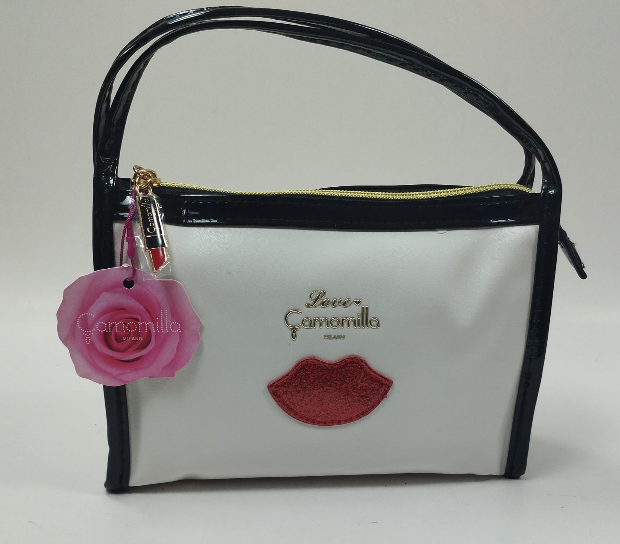 Busta s con manici be chic di camomilla milano  cod. 02107 bianco/ rosa