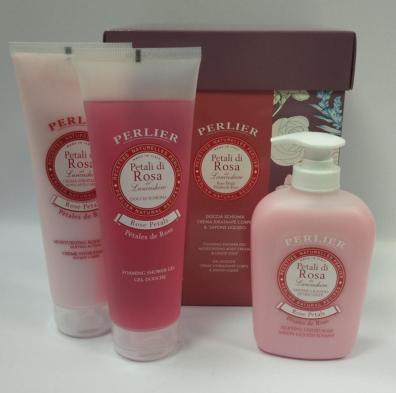 Confezione di perlier linea corpo petali di rosa/ fresia