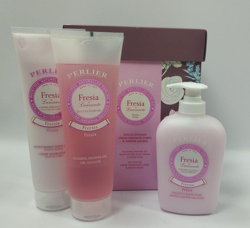 Confezione di perlier linea corpo petali di rosa/ fresia