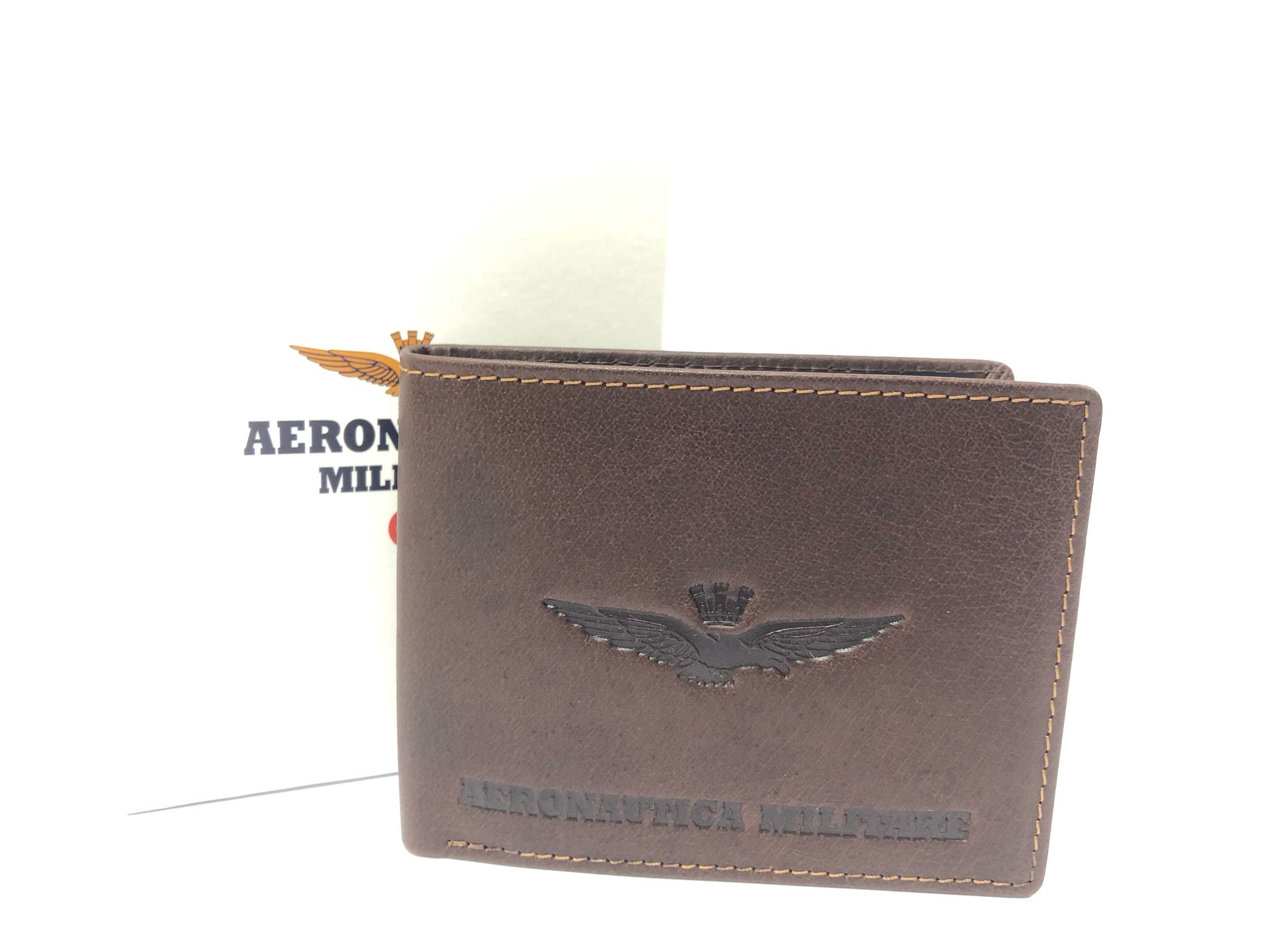 Portafoglio uomo di aeronautica militare am-242 marrone/ nero