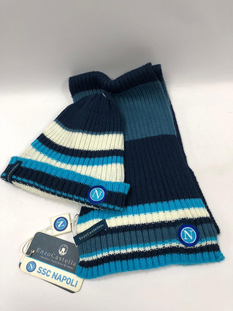 Coordinato cappello e sciarpa con il logo del Napoli
