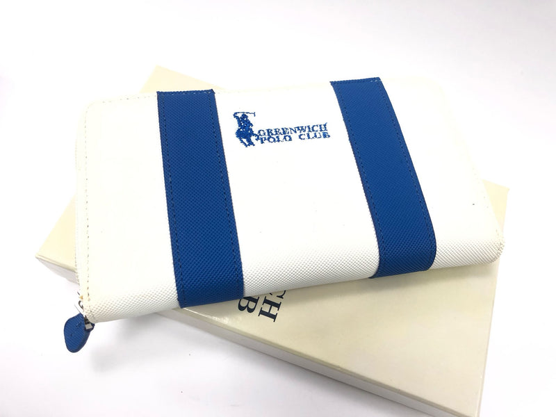 Portafoglio donna di greenwich con zip blu e bianco