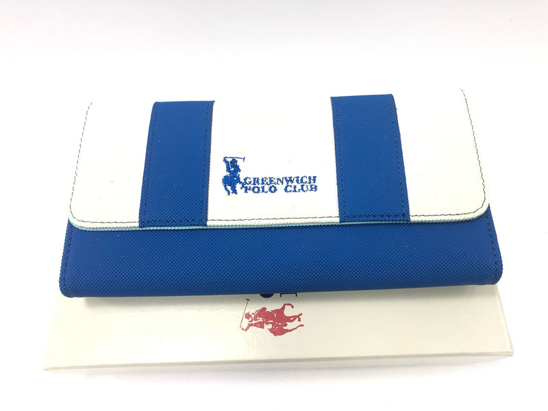 Portafoglio donna di greenwich con patta bianco e blu