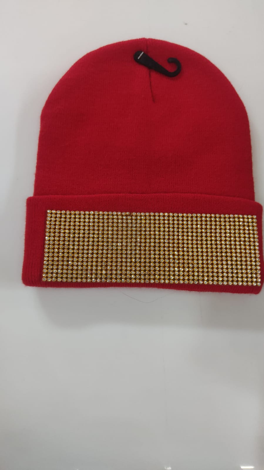 Cappello invernale donna con banda di brillantini gemir nero/grigio/rosso/bordeaux/ bianco