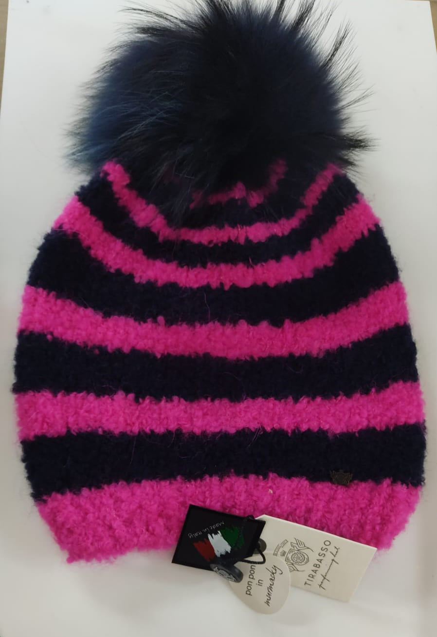 Cappello invernale donna di tirabasso fucsia e nero