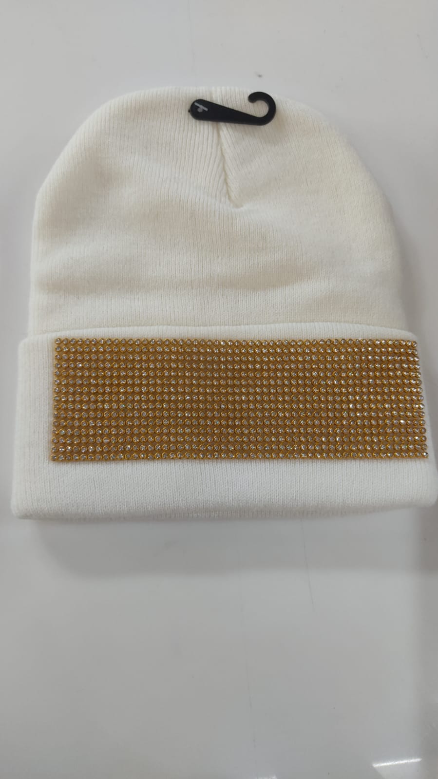Cappello invernale donna con banda di brillantini gemir nero/grigio/rosso/bordeaux/ bianco