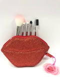 Camomilla milano set pennelli trucco pochette labbra  oro/ rosso/ viola