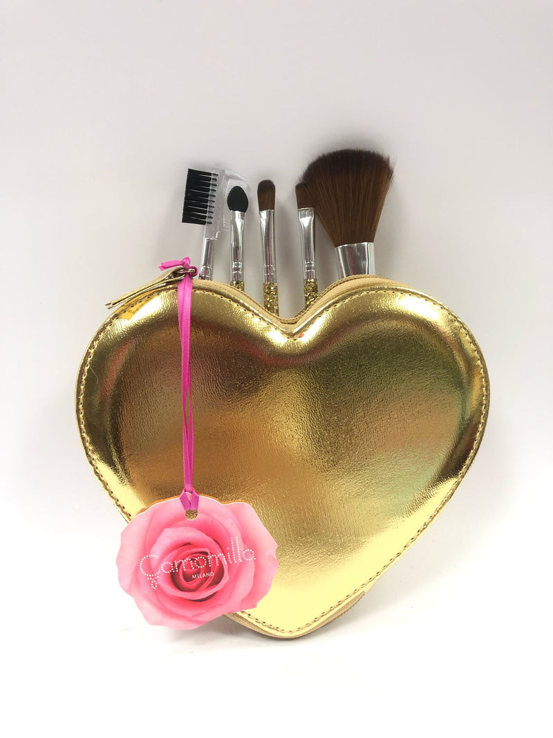 Camomilla milano set pennelli trucco cuore oro/rosso/ viola