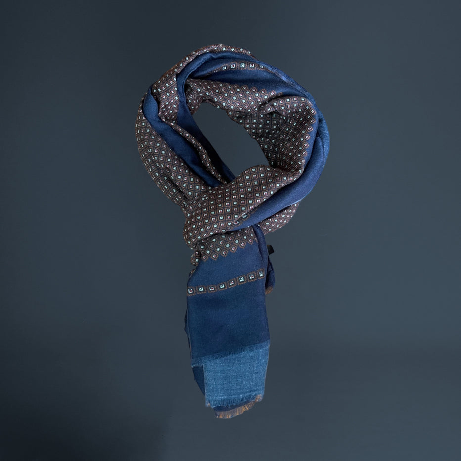 VICOLIVENTI sciarpa fantasia MARRONE/BLU
