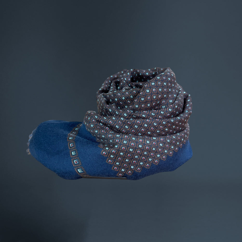 VICOLIVENTI sciarpa fantasia MARRONE/BLU
