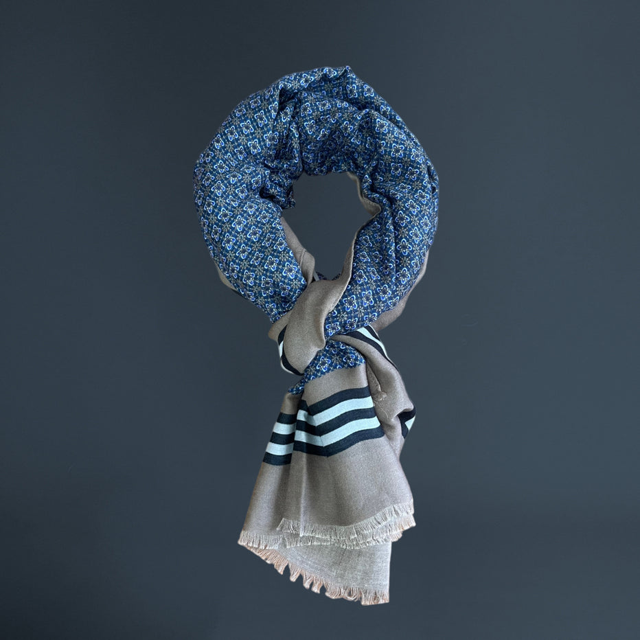 VICOLIVENTI sciarpa uomo fantasia BLU/GRIGIO