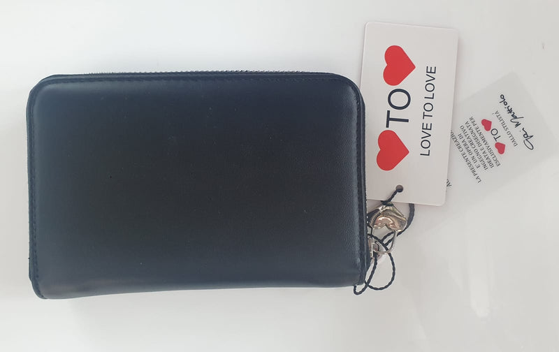 portafoglio donna love to love LO-185 nero/bianco  con borchie