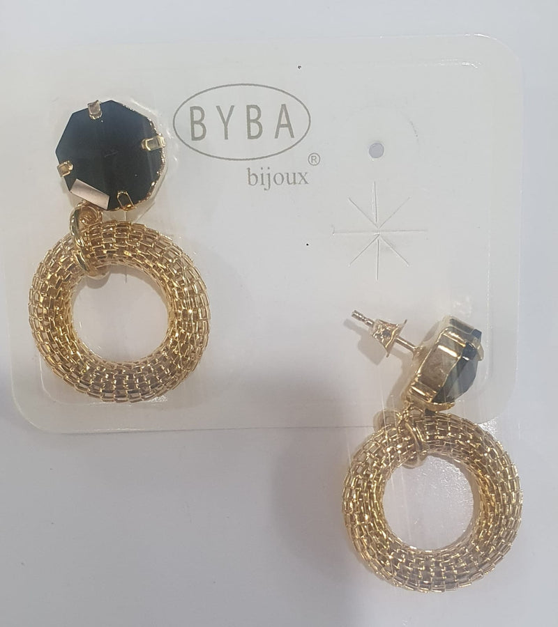 orecchini cristallo con cerchio pendente di byba bijoux color oro