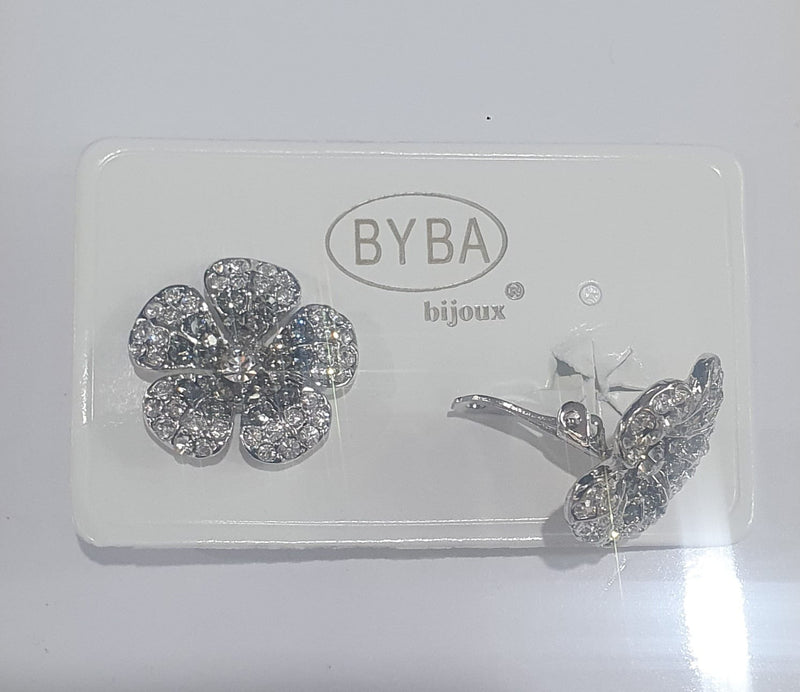 orecchini a clip fiore con cristalli di byba bijoux