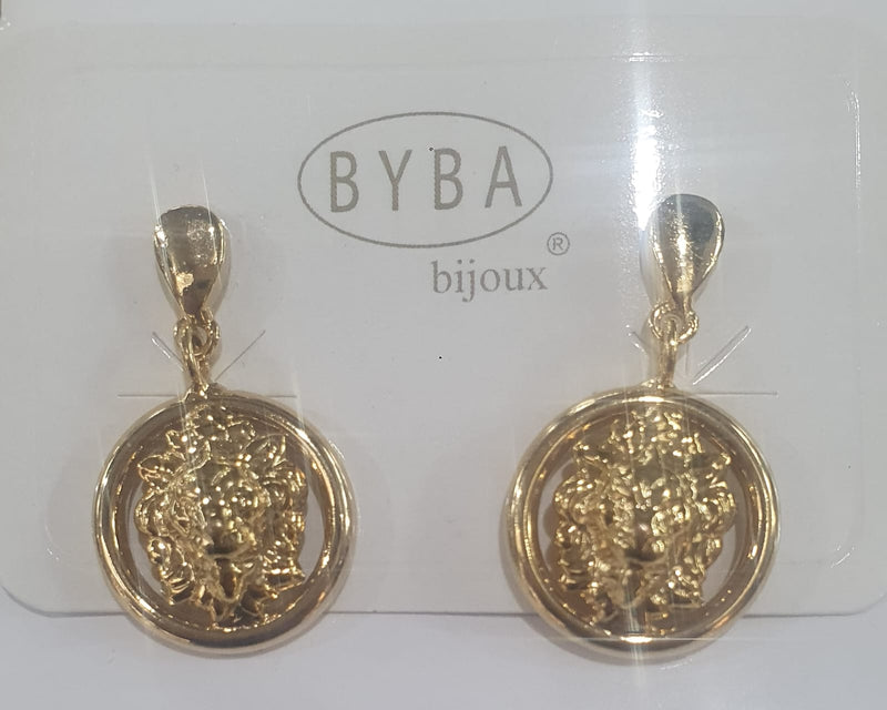 orecchini pendente con cerchio e testa di leone di byba bijoux