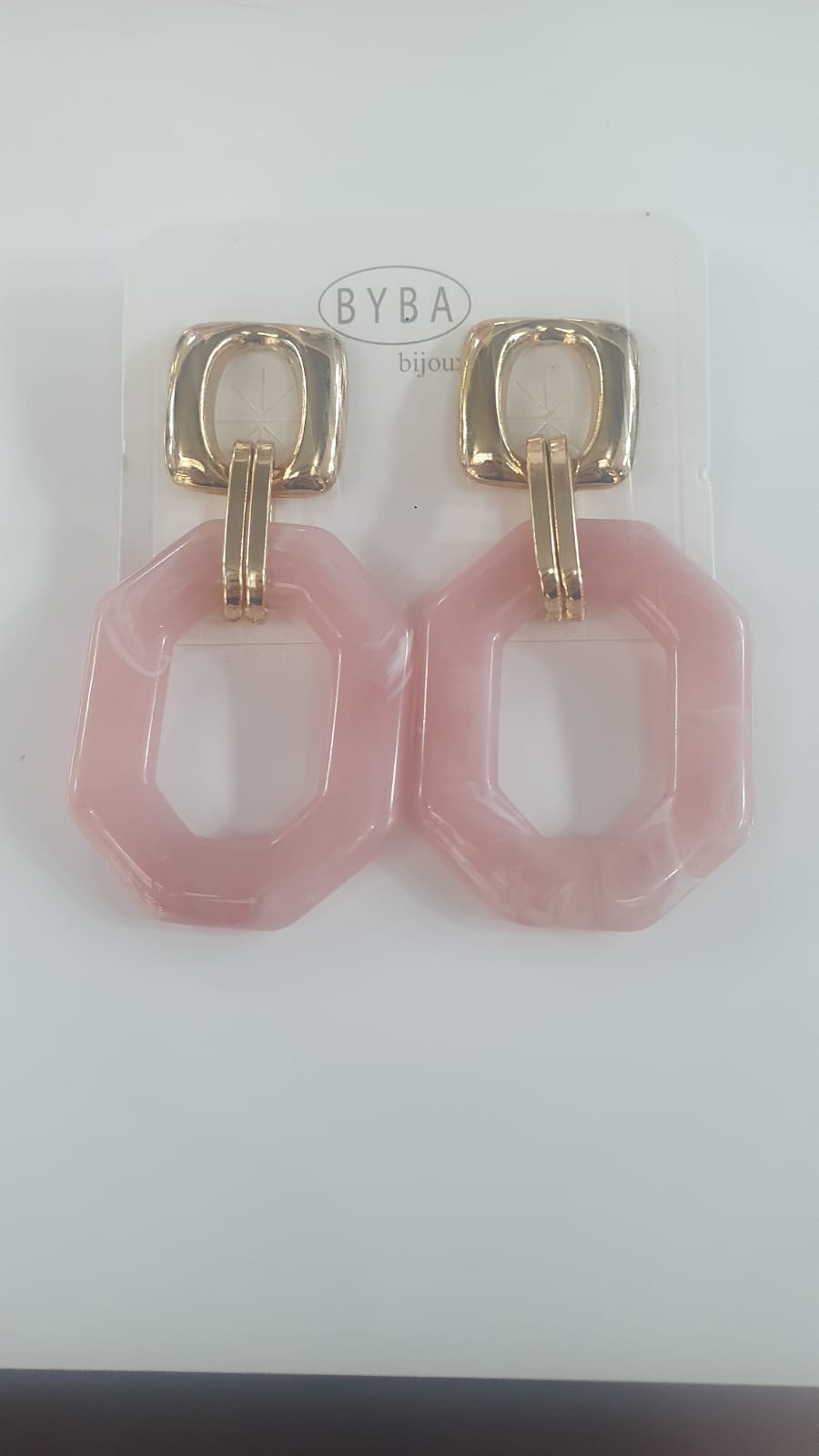 Set coordinato orecchini in resina di byba bijoux / collana in resina e metallo oro