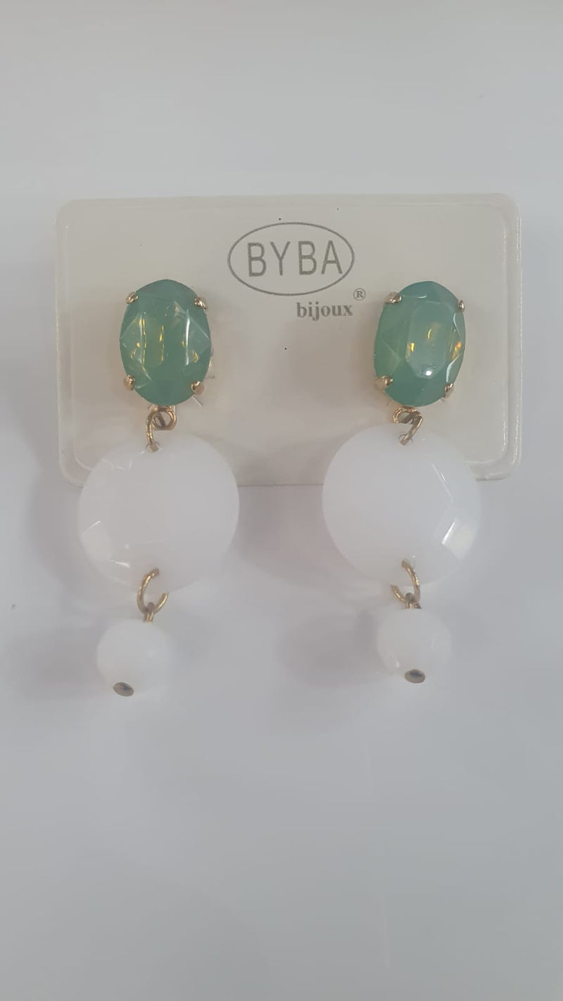 orecchini pendenti bianco  e verde byba bijoux