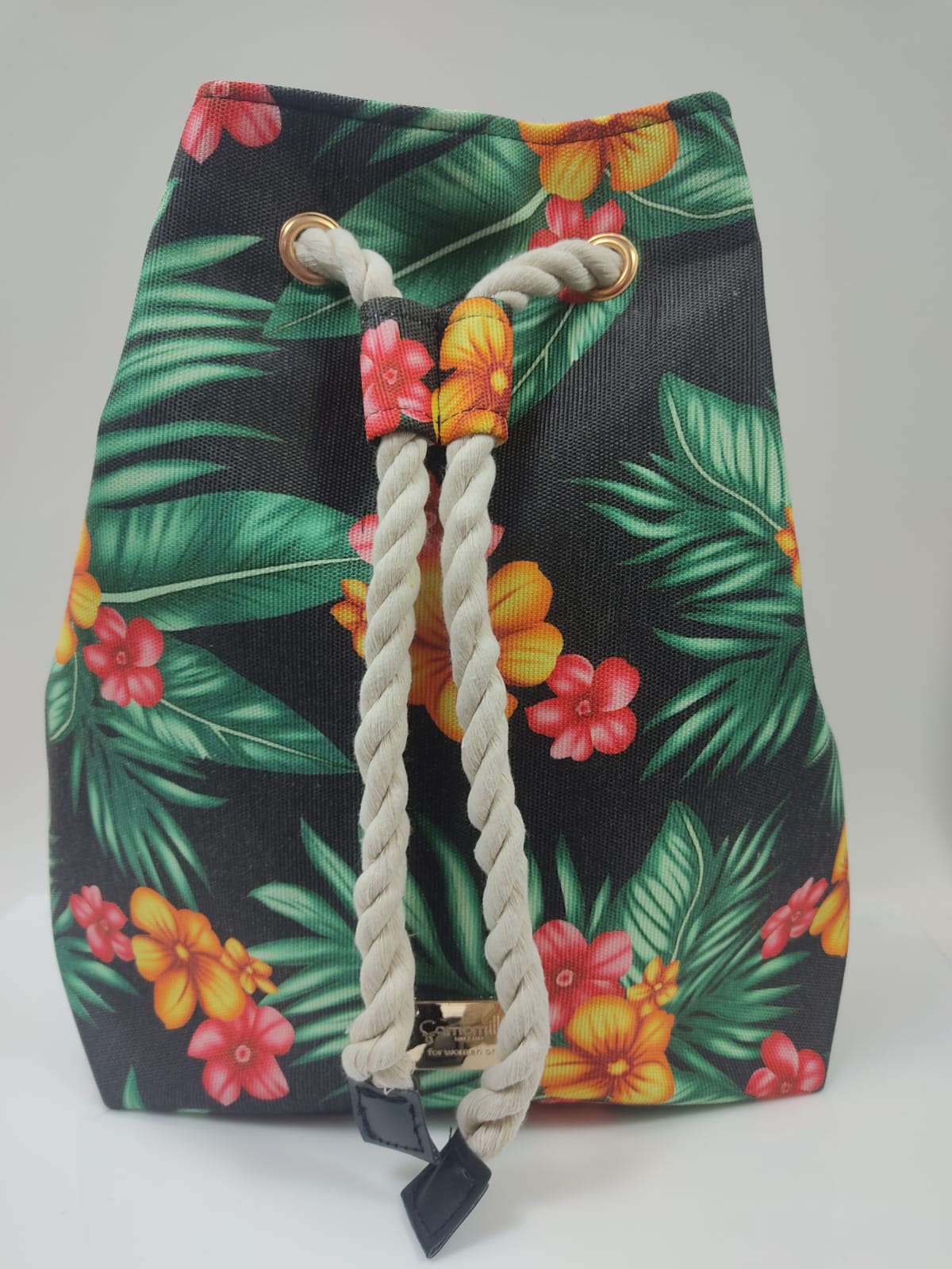 sacca mare tropical nero Aloha di camomilla milano cod. 00701 nero/ bianco