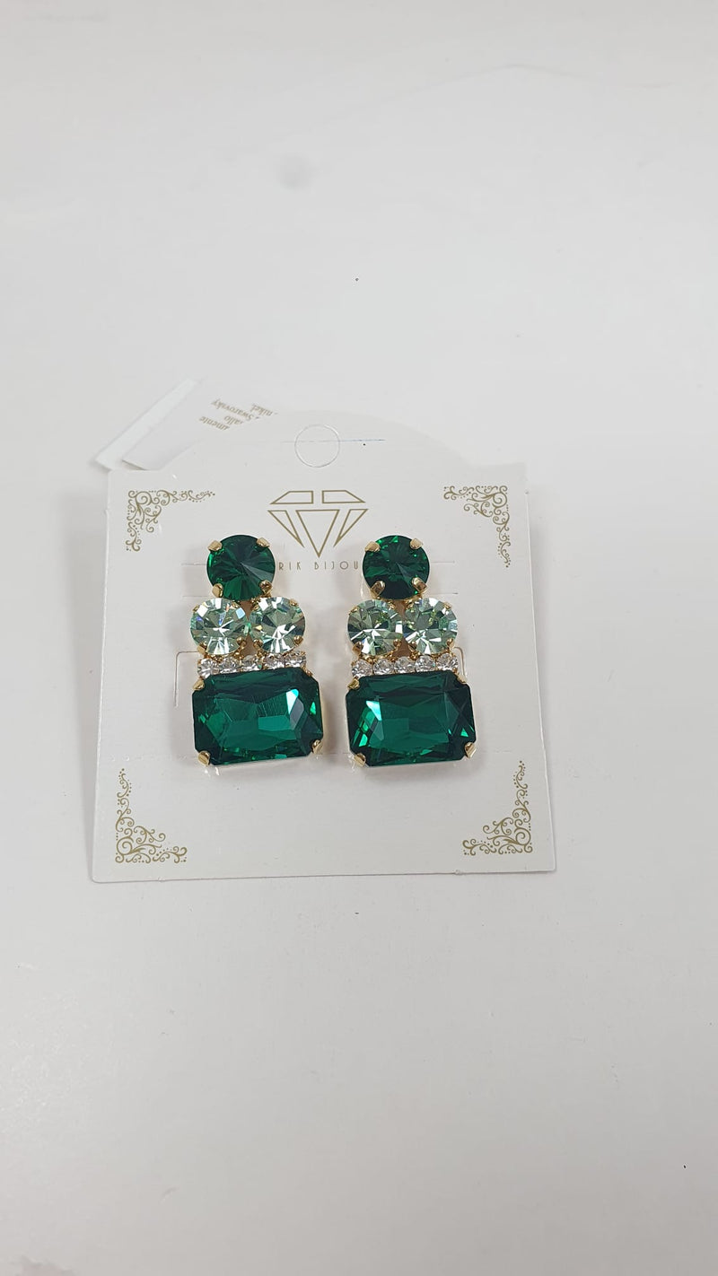 coordinato di orecchini, collana e anello di trik bijoux nero/ verde/ blu/ oro/ argento