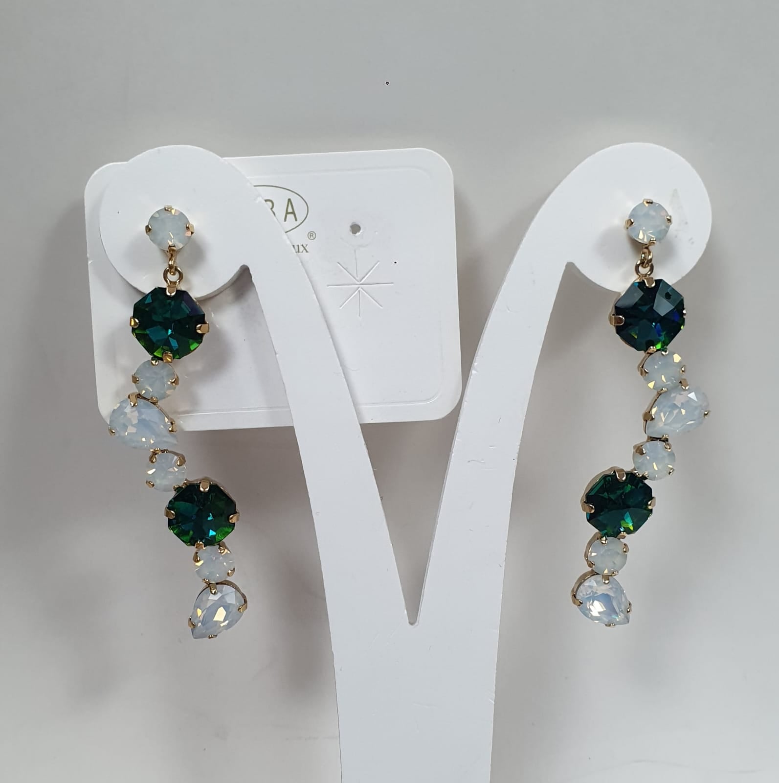 orecchini donna di byba bijoux pendenti cristallo colorato verde/ viola