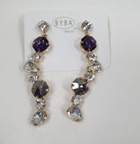 orecchini donna di byba bijoux pendenti cristallo colorato verde/ viola