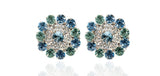 coordinato di orecchini e collana di trik bijoux forma rotonda arancio/ azzurro